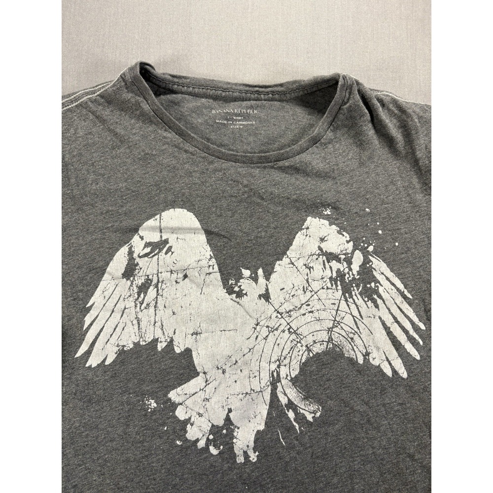 Banana Republic Graphic Tee Womens S Gray Eagle Design Grunge